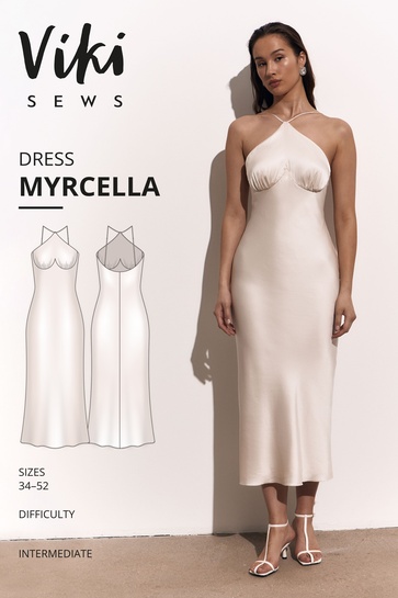 A photo of a finished Myrcella Bias-Cut Dress.