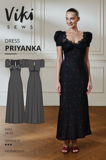 The designer's photo of a finished Priyanka Dress.