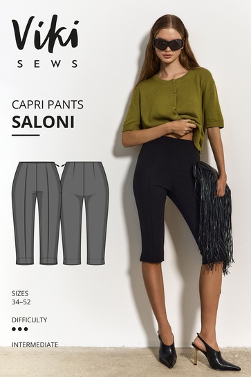 The designer's photo of a finished Saloni Capri Pants.