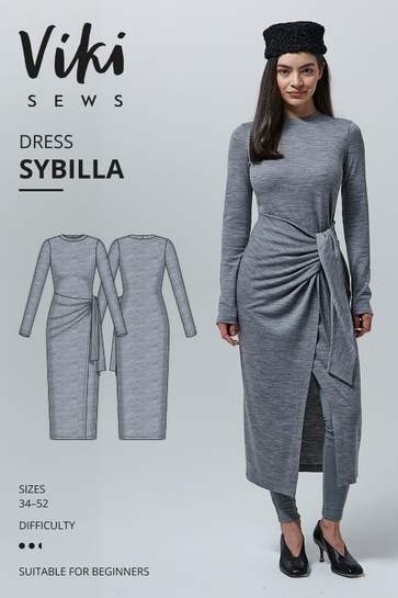 A photo of a finished Sybilla Dress.