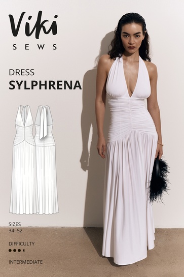 A photo of a finished Sylphrena Dress.