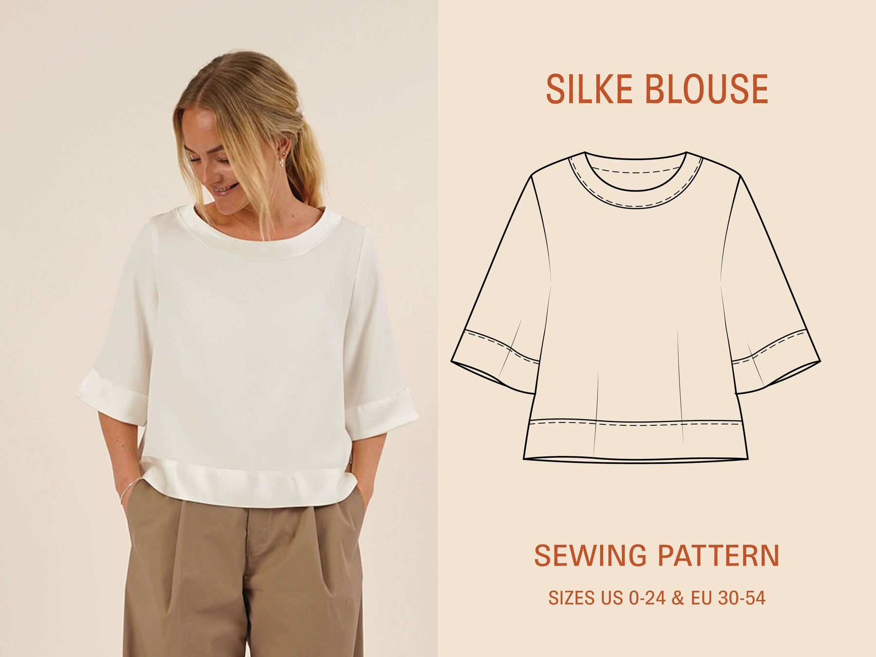 A photo of a finished Silke Blouse.